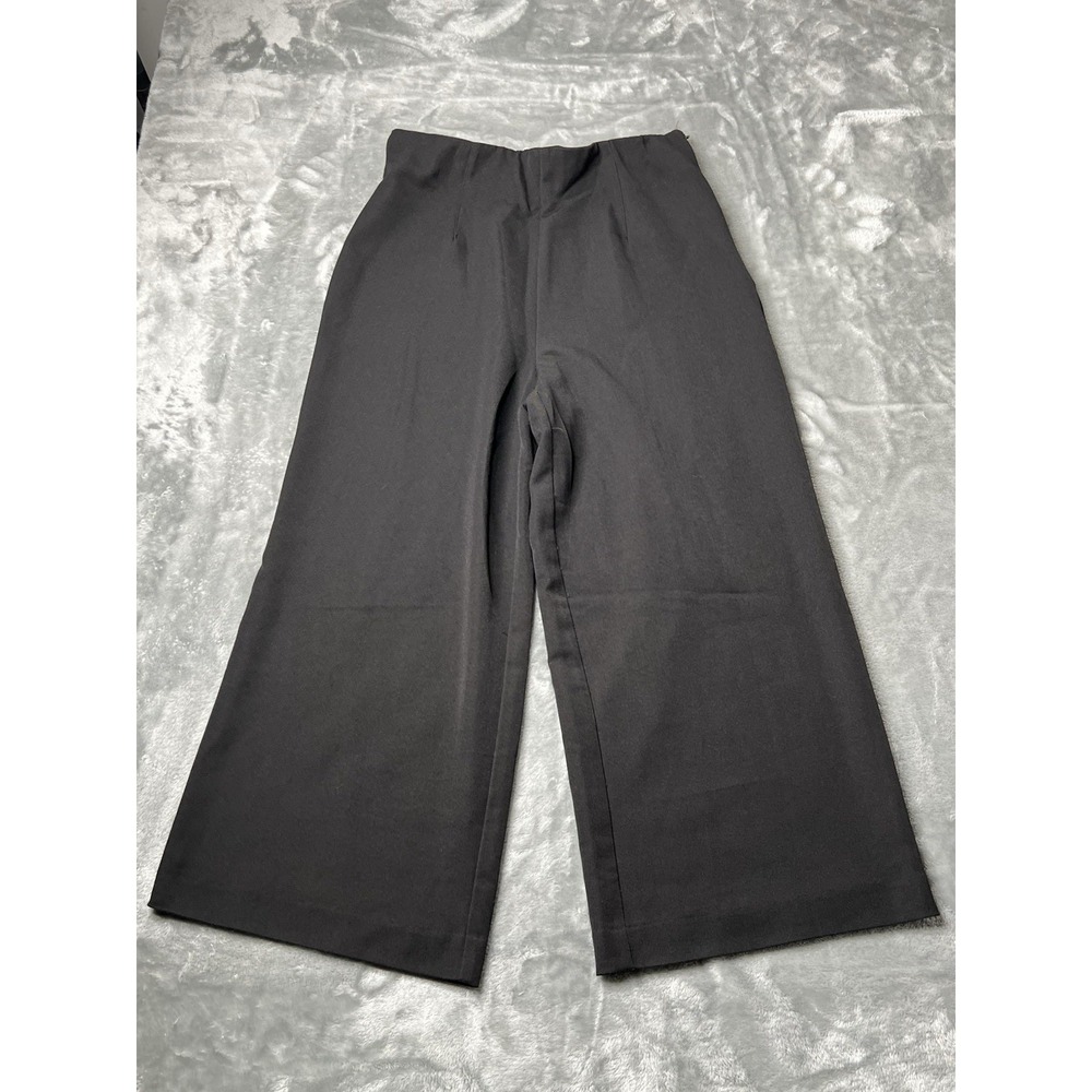 DR2 Pants Women Size Large Black Wide Leg Capri‎ High Waisted Pockets Preppy